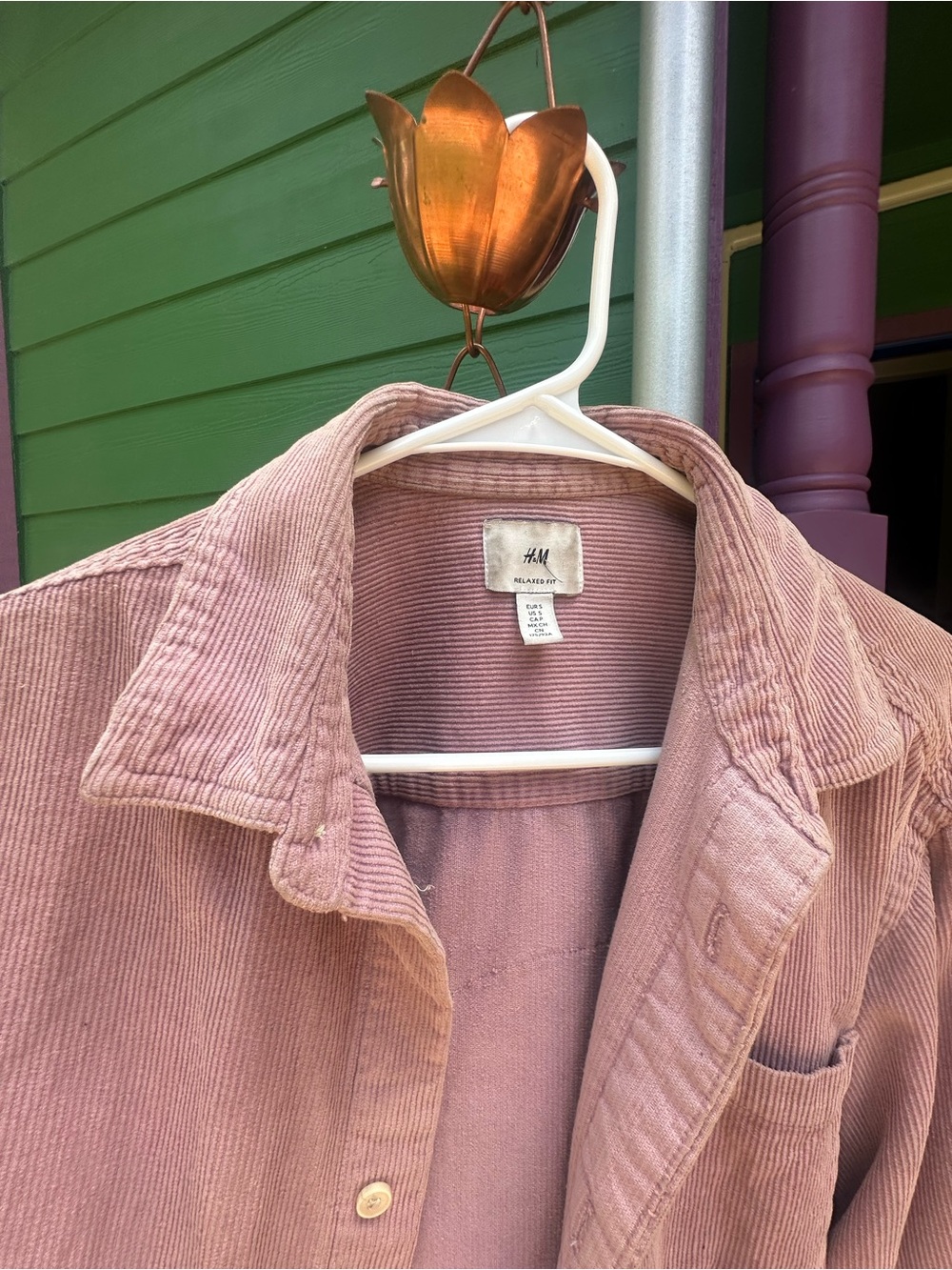 H&M Dusty Mauve Corduroy Jacket - Women's Pink-Toned Shacket